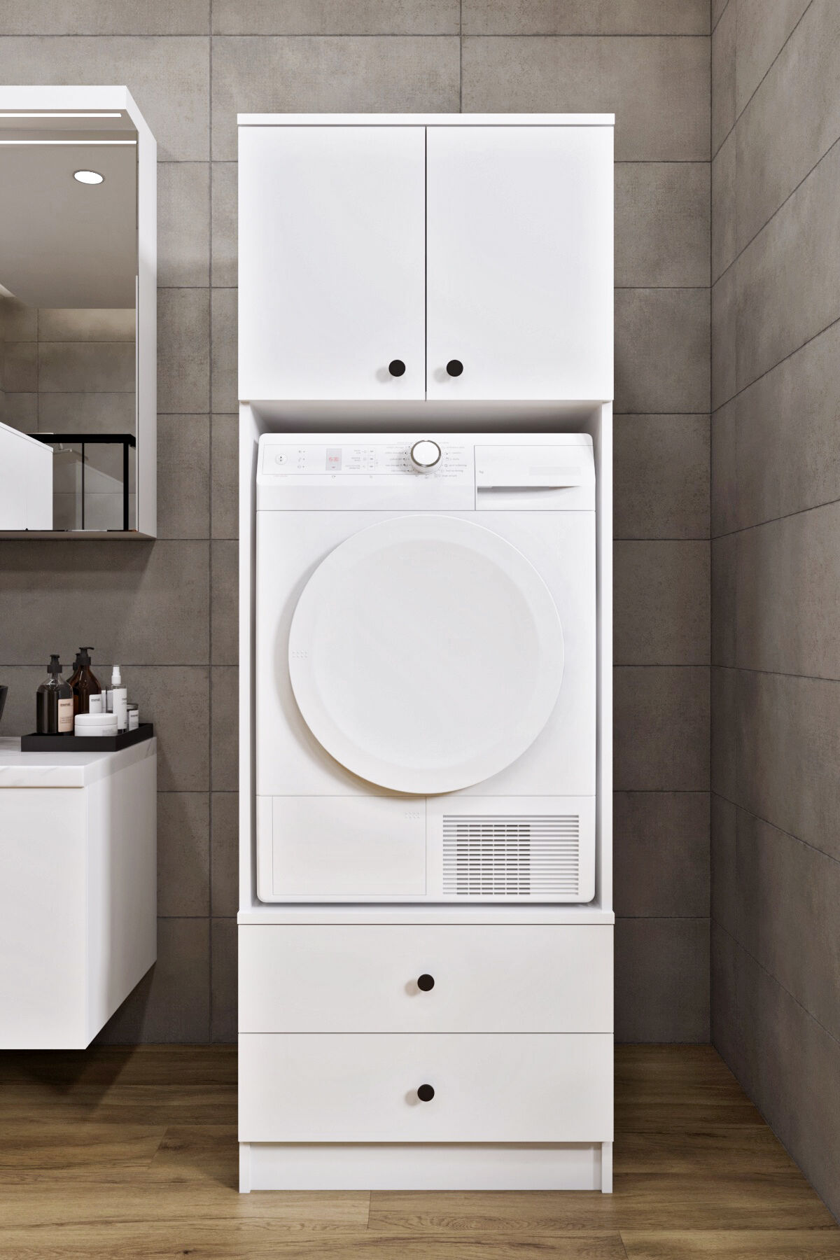 Ases ELZ525 Çamaşır ve Kurutma Makinesi Dolabı Extra Boy 2 Kapak 2 Çekmece