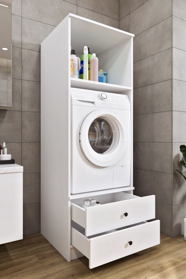 Ases ELZ525 Çamaşır ve Kurutma Makinesi Dolabı Extra Boy 2 Kapak 2 Çekmece