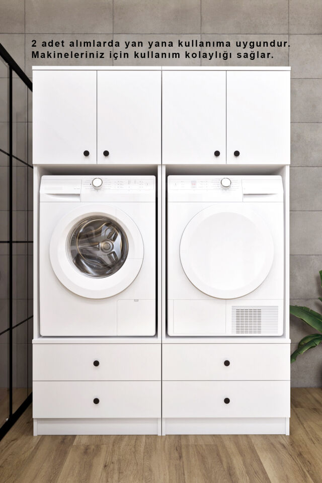 Ases ELZ525 Çamaşır ve Kurutma Makinesi Dolabı Extra Boy 2 Kapak 2 Çekmece