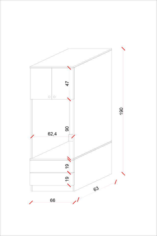 Ases ELZ525 Çamaşır ve Kurutma Makinesi Dolabı Extra Boy 2 Kapak 2 Çekmece