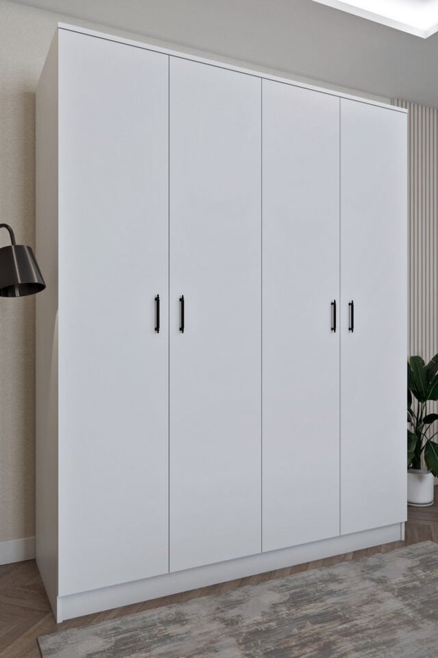 Ela6533 4Kapaklı Gardırop 5 Raflı 3 Askılı Geniş Model