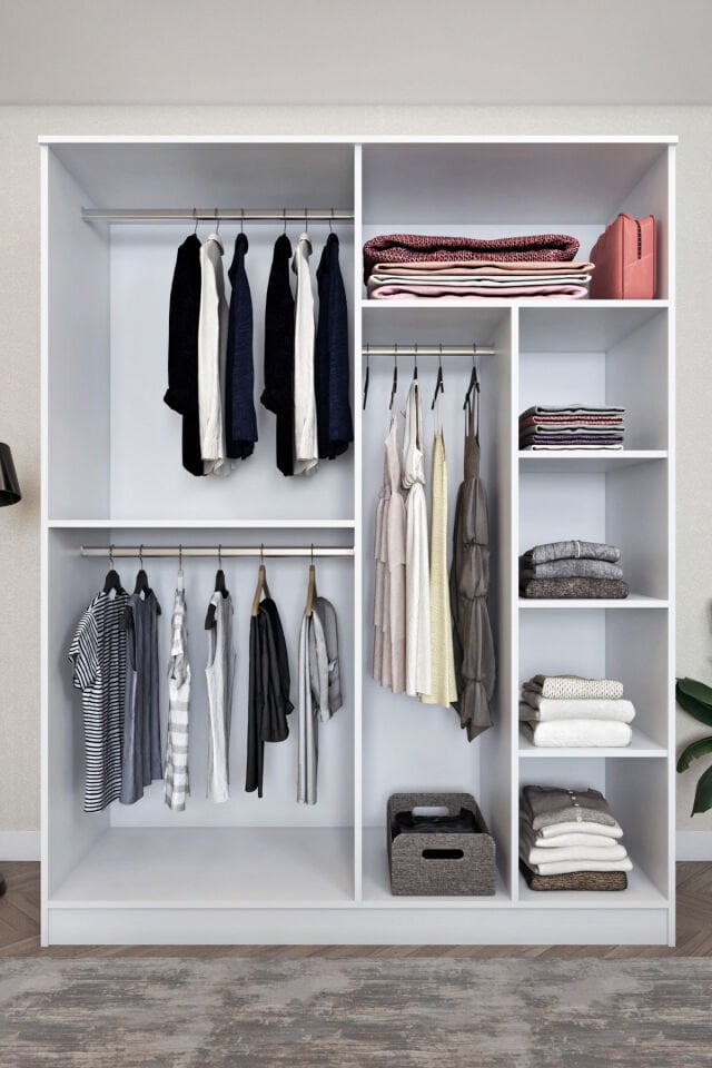 Ela6533 4Kapaklı Gardırop 5 Raflı 3 Askılı Geniş Model