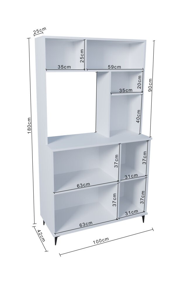 Ases Elz214 Çok Amaçlı Dolap 3 Kapaklı Açık Raflı Kiler Mutfak Dolabı Beyaz