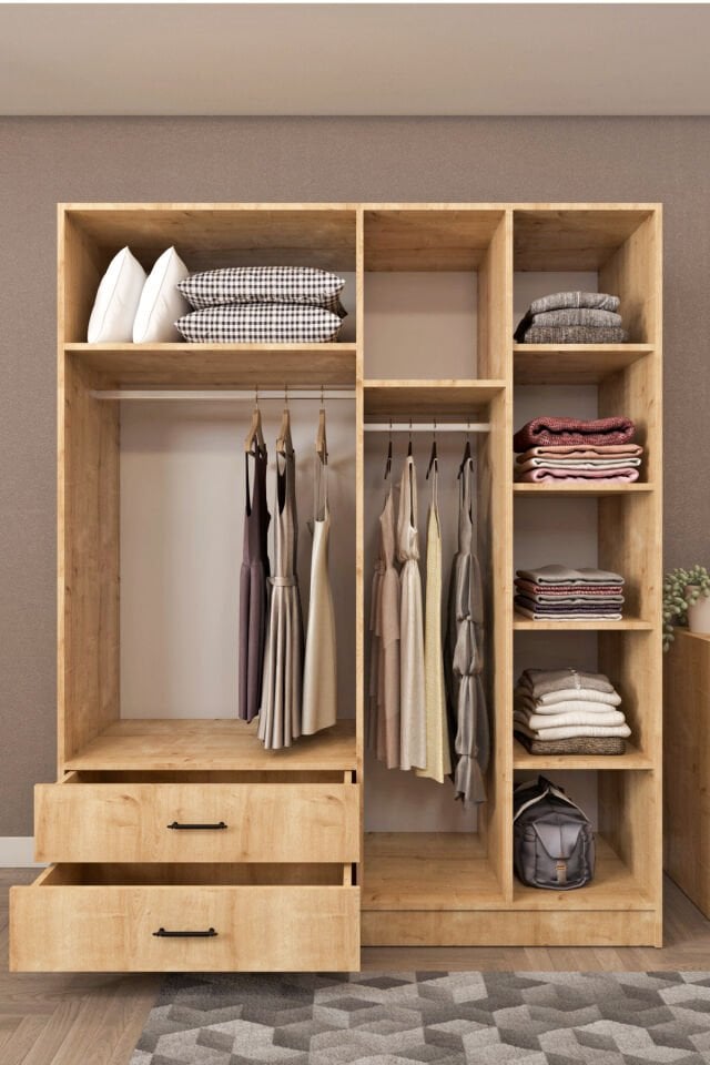 Ases HDF5358 Genç Odası Gardırop ve Çalışma Masası Hediyeli Beyaz - Safir Meşe