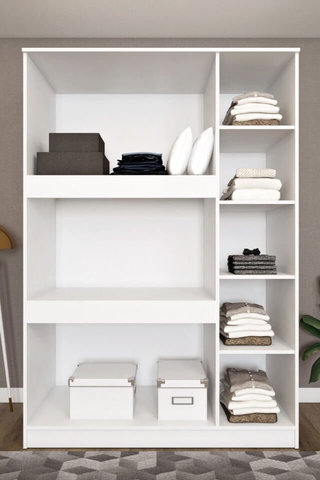 Ases ESL758 Geniş Gardırop Raflı Yüklük Dolabı Beyaz - Safir Meşe