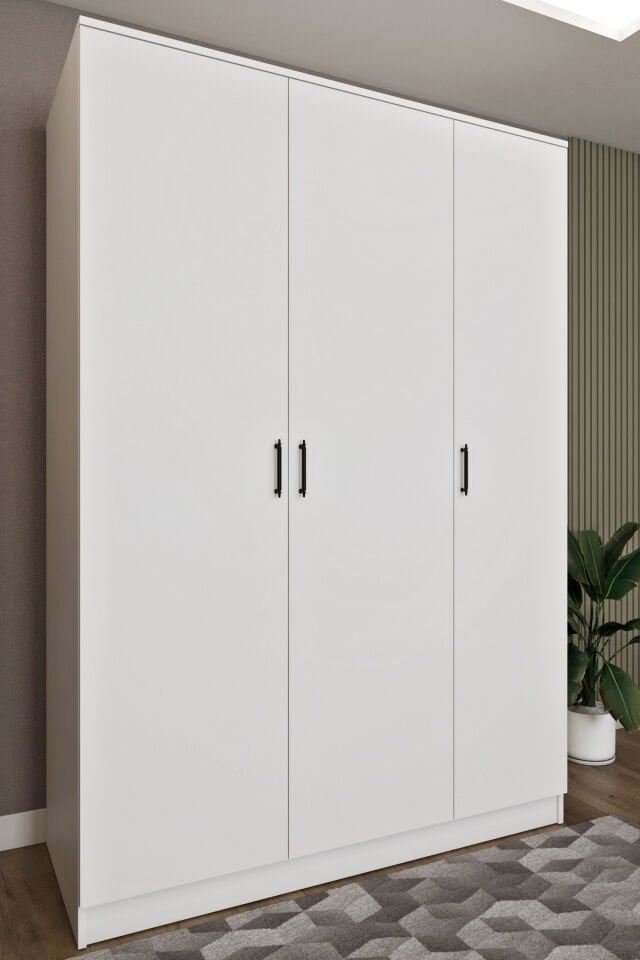 Ases ESL758 Geniş Gardırop Raflı Yüklük Dolabı Beyaz - Safir Meşe