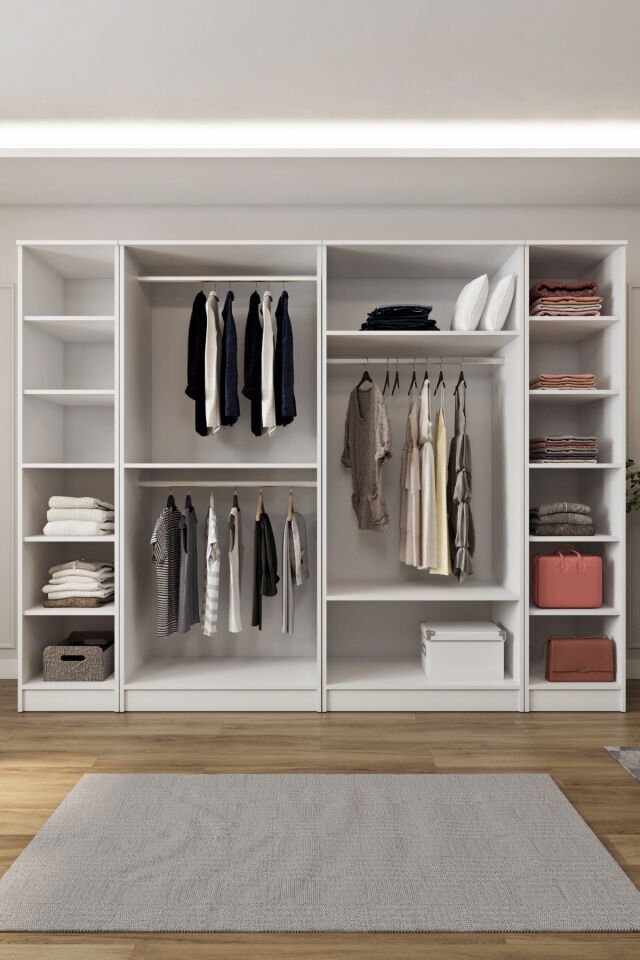 Ases ESL532 Geniş Gardırop 6 Kapaklı Derin 13 Adet Derin Raf 3 Adet Askılık