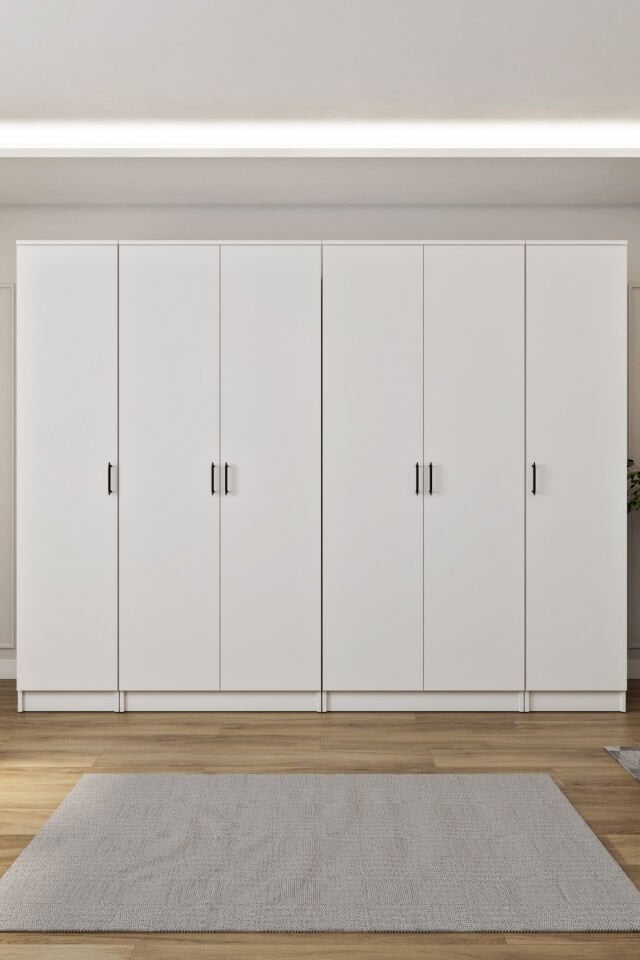 Ases ESL532 Geniş Gardırop 6 Kapaklı Derin 13 Adet Derin Raf 3 Adet Askılık