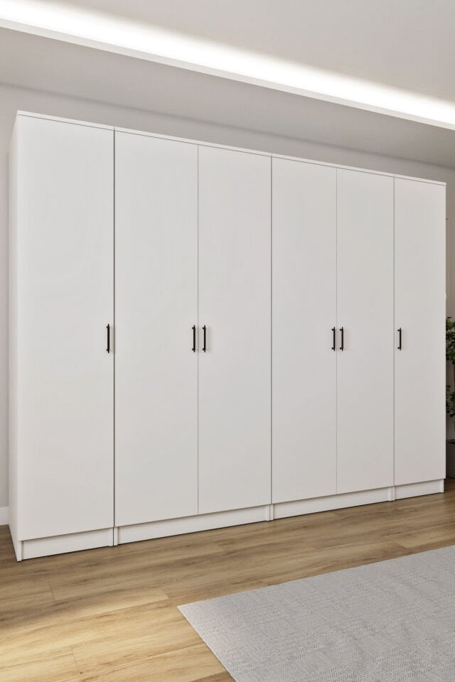 Ases ESL532 Geniş Gardırop 6 Kapaklı Derin 13 Adet Derin Raf 3 Adet Askılık