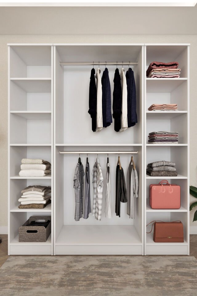 Ases ELA863 Geniş Derin Gardırop 4 Kapaklı Bol Raflı 2 Askılıklı Kullanışlı Giysi Dolabı