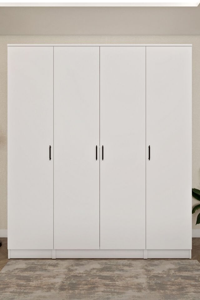 Ases ELA863 Geniş Derin Gardırop 4 Kapaklı Bol Raflı 2 Askılıklı Kullanışlı Giysi Dolabı