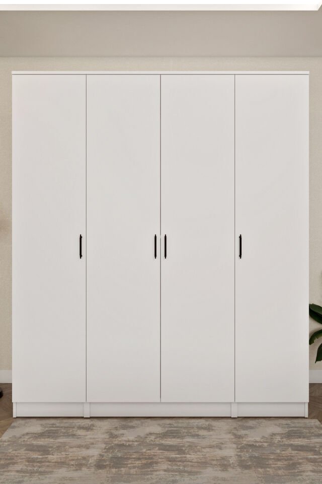 Ases ELA863 Geniş Derin Gardırop 4 Kapaklı Bol Raflı 2 Askılıklı Kullanışlı Giysi Dolabı