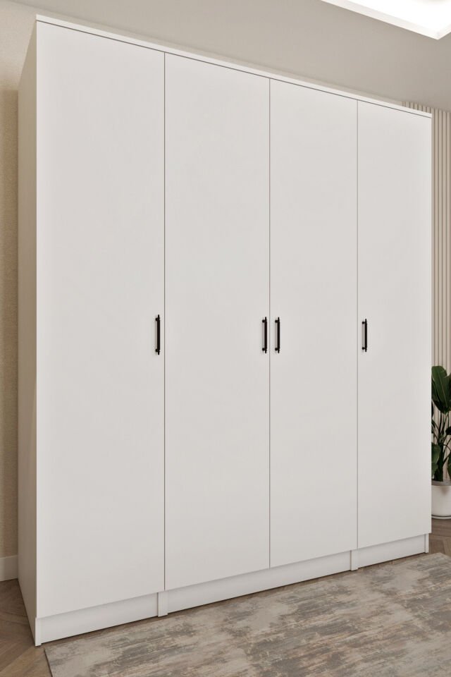 Ases ELA863 Geniş Derin Gardırop 4 Kapaklı Bol Raflı 2 Askılıklı Kullanışlı Giysi Dolabı