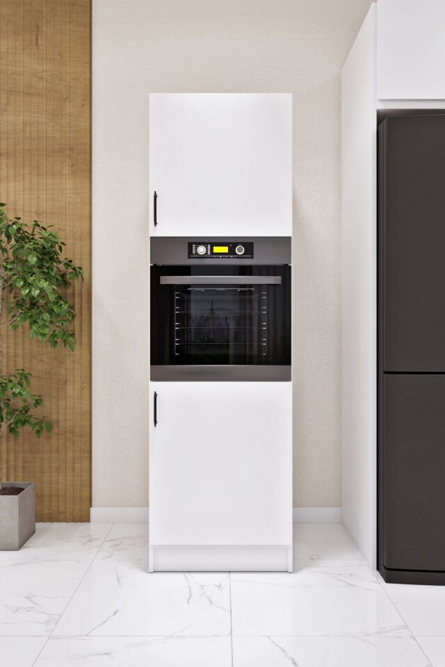 Esl0196 Ankastre Fırın Dolabı Kiler Mutfak Raflı Beyaz