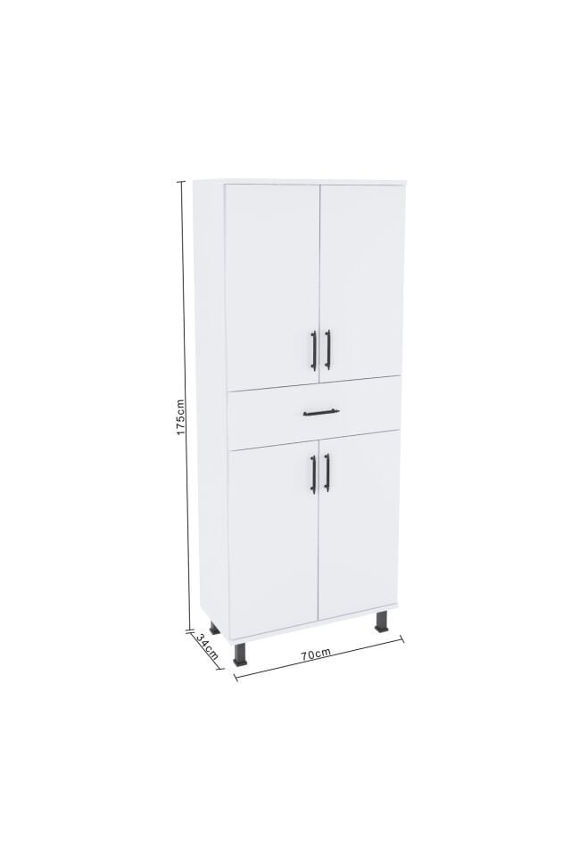 Esl0219 Ayakkabılık - Mutfak - Banyo Dolabı 4 Kapaklı 1 Çekmeceli 6 Raflı Beyaz