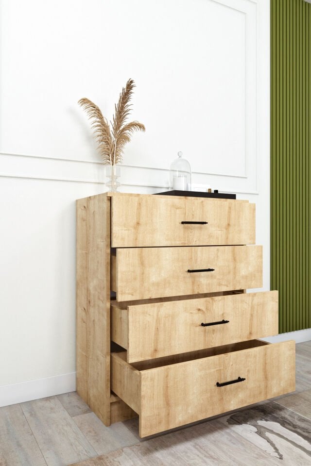 Esl0225 Şifonyer 4 Çekmeceli Yatak Odası Bebek Odası Çocuk Odası Beyaz 100 X 80 Cm