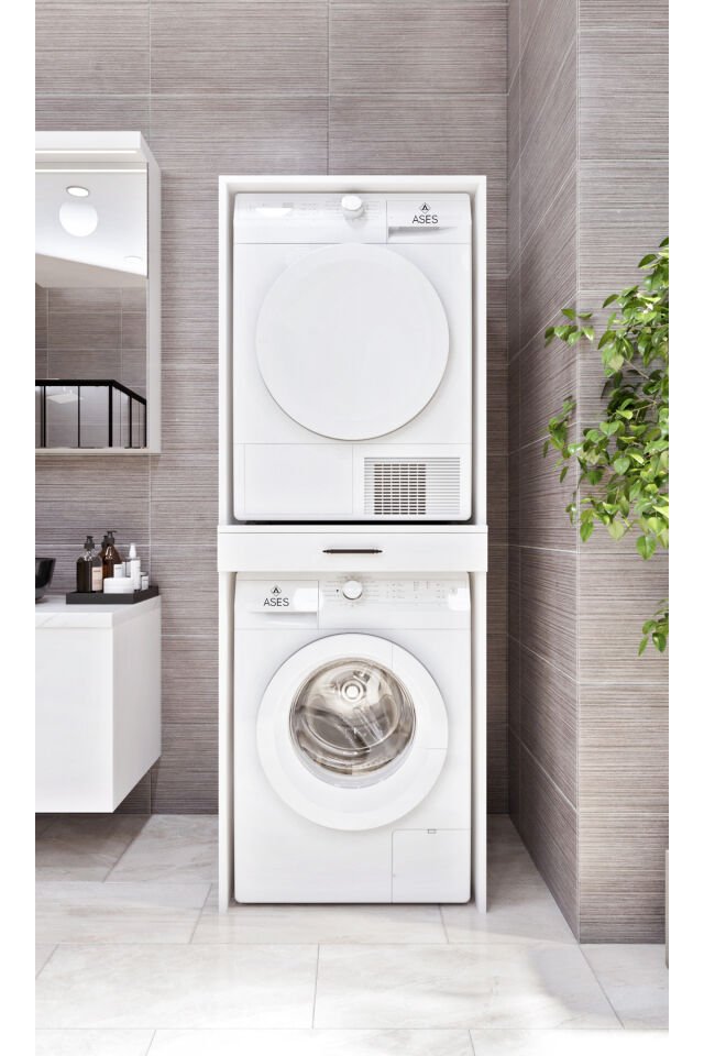 Esl0237 Çamaşır Makinesi ve Kurutma Makinesi Dolabı Beyaz