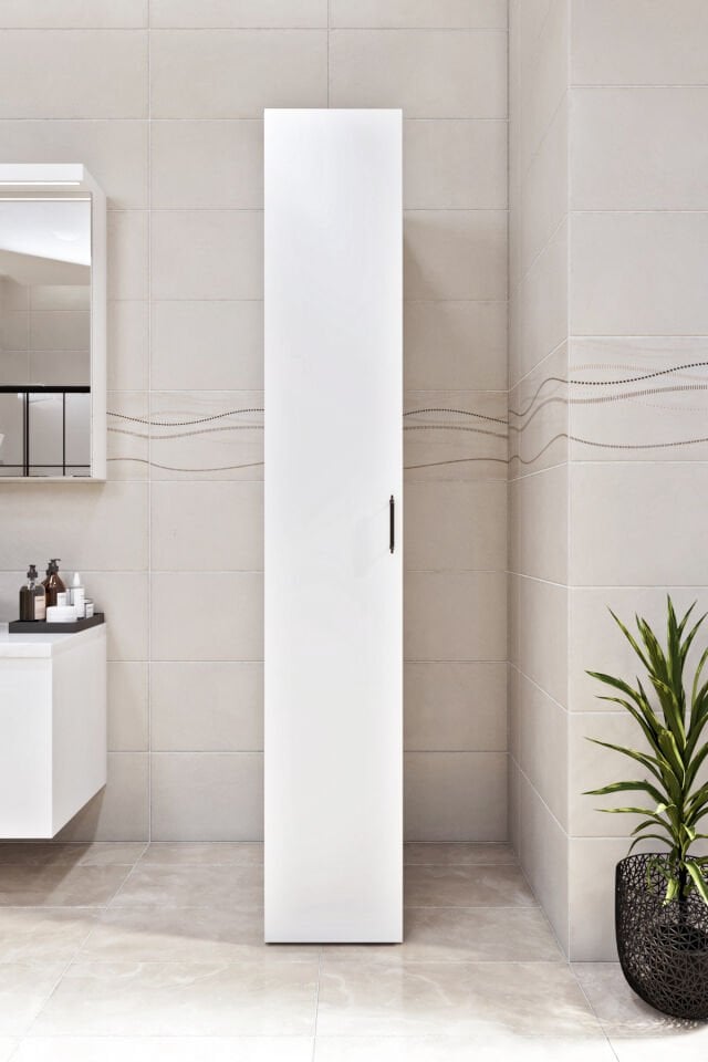 Esl0210 Dar Alanlar İçin Çok Amaçlı Banyo-Hol-Mutfak Dolabı Bol Raflı Beyaz