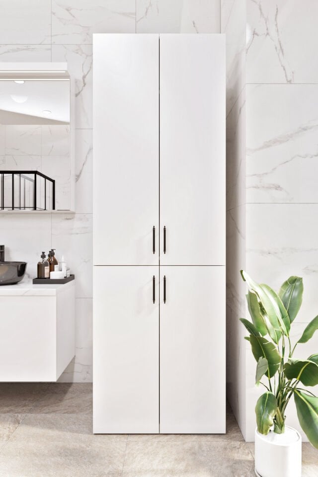 Mobilya Esl0212 Çamaşır Makinası ve Kurutma Makinası Banyo Dolabı Beyaz