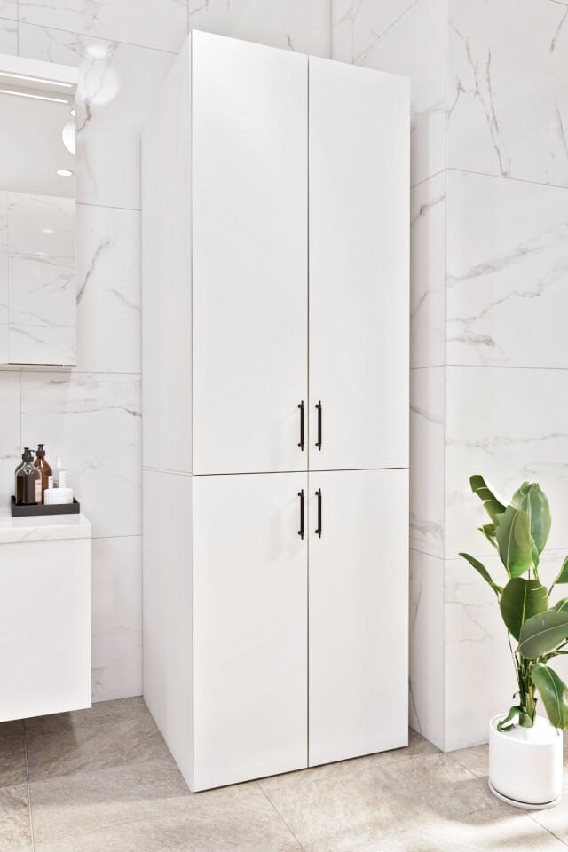 Mobilya Esl0212 Çamaşır Makinası ve Kurutma Makinası Banyo Dolabı Beyaz