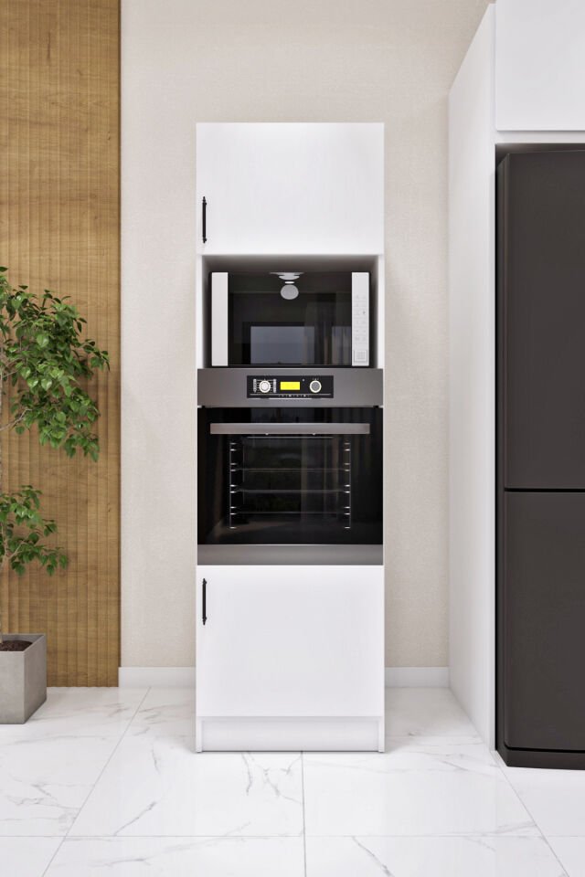 Esl0192 Çok Amaçlı Ankastre Fırın ve Mikrodalga Kiler Boy Dolap 2 Kapaklı Raflı Beyaz