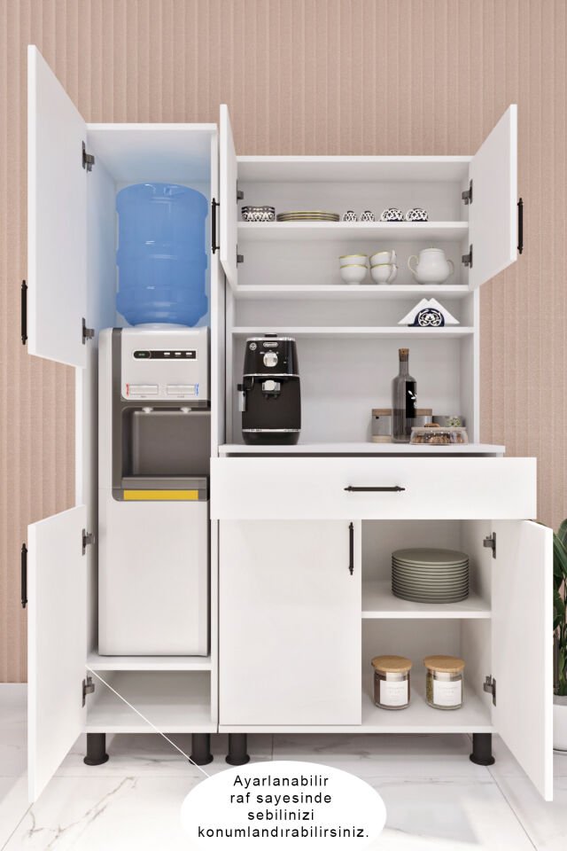Esl0169 Çok Amaçlı Kahve Köşesi ve Sebil Dolabı Beyaz