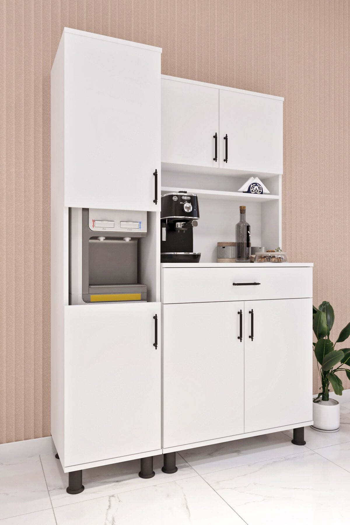 Esl0169 Çok Amaçlı Kahve Köşesi ve Sebil Dolabı Beyaz