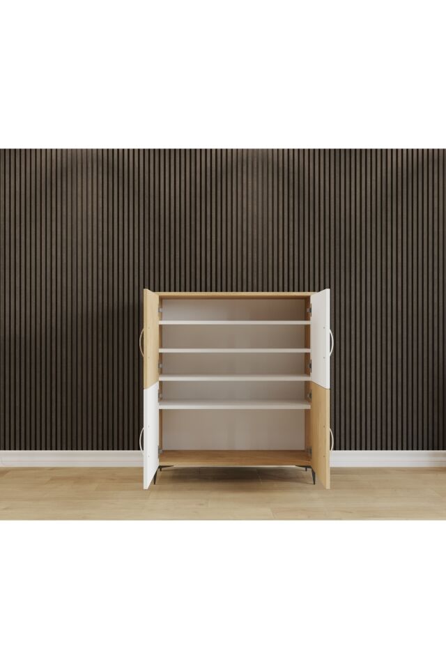 Esl001 Çok Amaçlı Dolap Mutfak, Banyo, Balkon, Kiler, 4 Kapak ve 4 Raflı Dolap