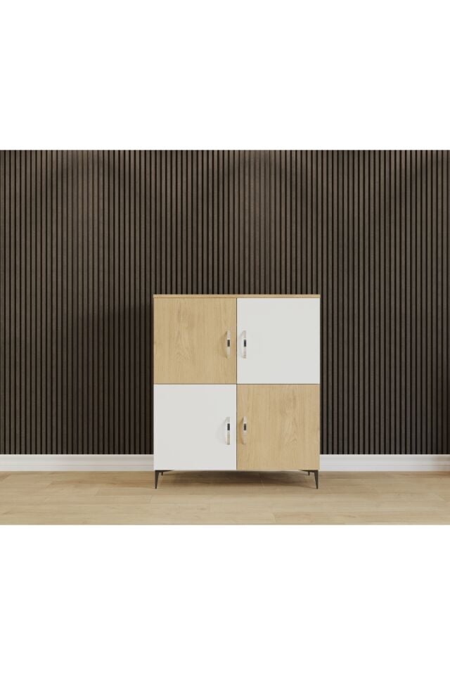 Esl001 Çok Amaçlı Dolap Mutfak, Banyo, Balkon, Kiler, 4 Kapak ve 4 Raflı Dolap