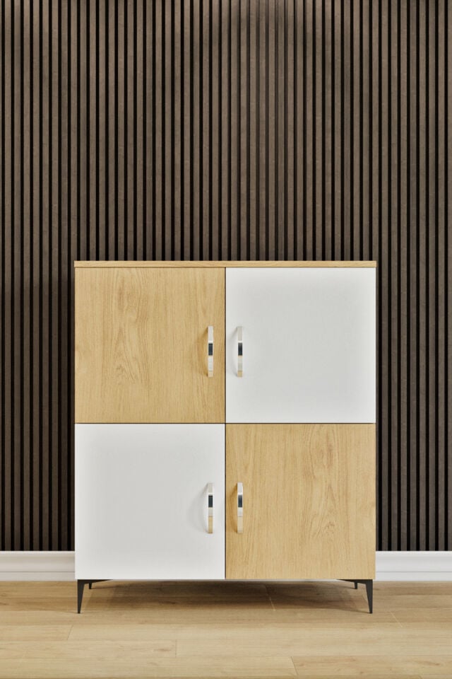 Esl001 Çok Amaçlı Dolap Mutfak, Banyo, Balkon, Kiler, 4 Kapak ve 4 Raflı Dolap