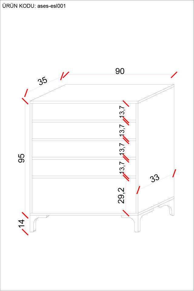 Esl001 Çok Amaçlı Dolap Mutfak, Banyo, Balkon, Kiler, 4 Kapak ve 4 Raflı Dolap