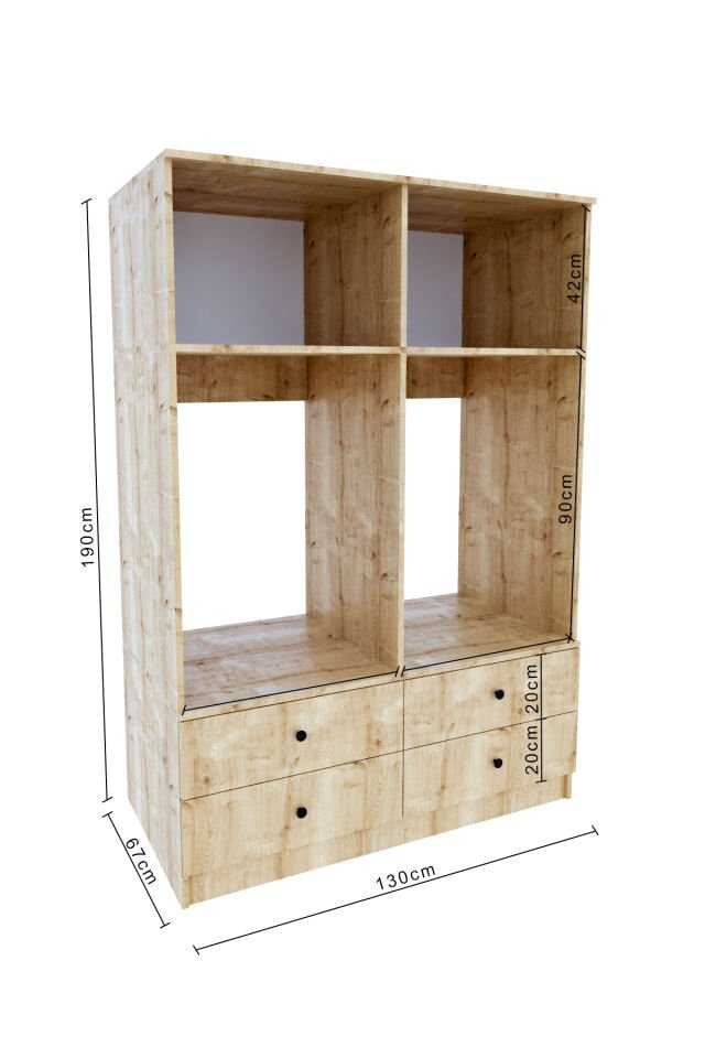 Ases ELZ533 Çamaşır ve Kurutma Makinesi Dolabı Extra Boy 4 Kapak 4 Çekmece Safir Meşe