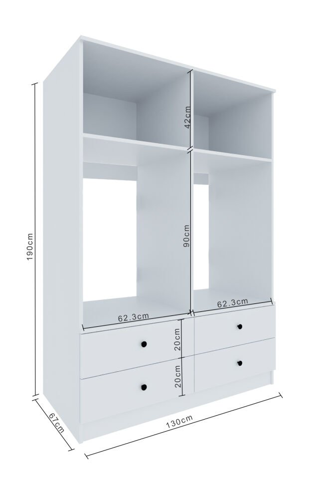 Ases ELZ533 Çamaşır ve Kurutma Makinesi Dolabı Extra Boy 4 Kapak 4 Çekmece Beyaz