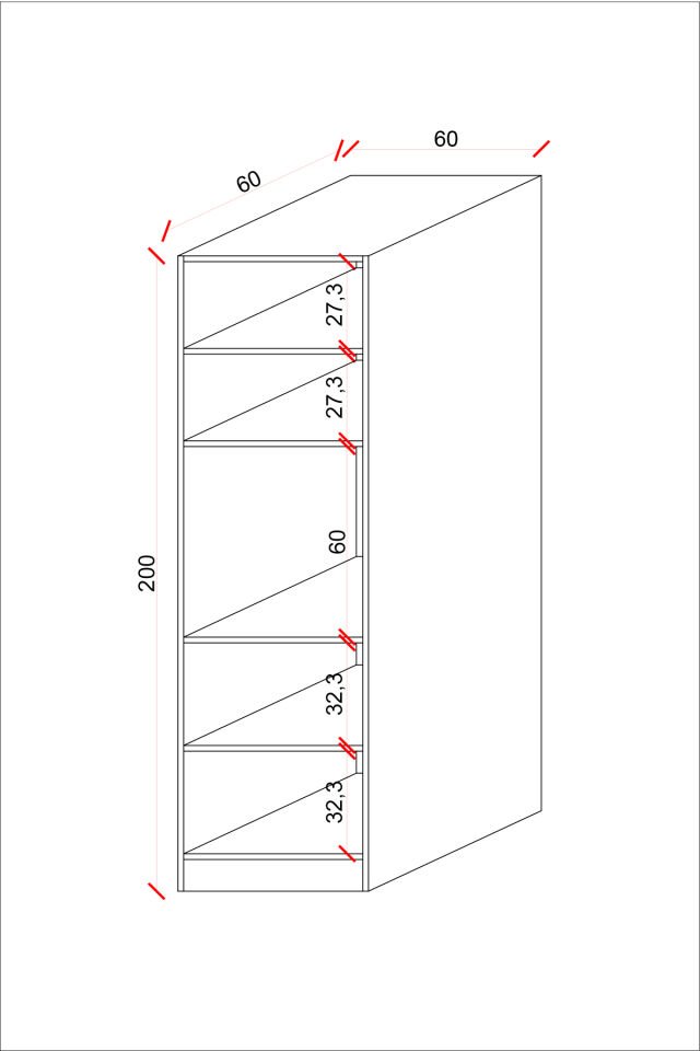 Esl0196 Ankastre Fırın Dolabı Kiler Mutfak Raflı Beyaz Beyaz