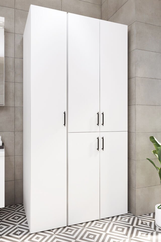 Esl0215 Çamaşır Makinesi ve Kurutma Makinesi Extra Boy Banyo Dolabı Beyaz Beyaz