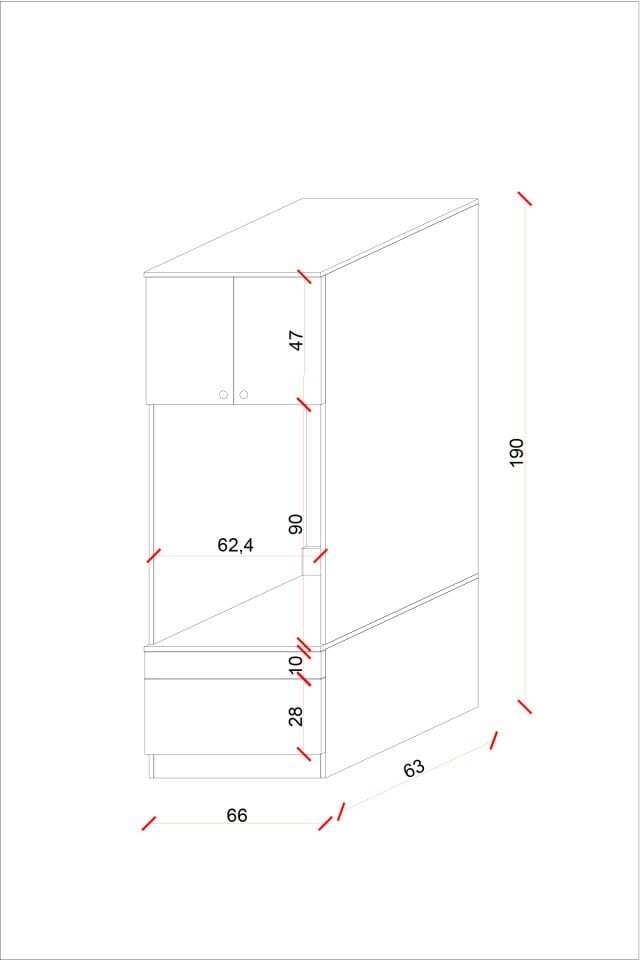 Ases Mobilya Ases ELZ520 Çamaşır Yada Kurutma Makinesi Dolabı Boy 2 Kapak 2 Çekmece Banyo Dolabı