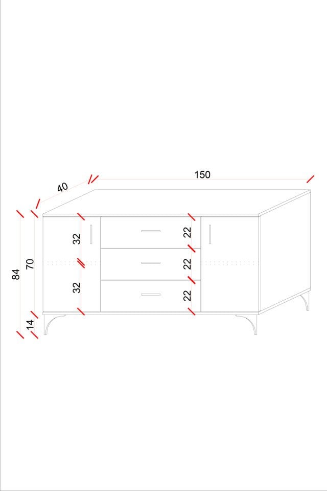 Ases Mobilya ASL4411 Kahve Köşesi Çok Amaçlı Dolap 2 Kapaklı 3 Çekmeceli Kiler Mutfak Dolabı Konsol
