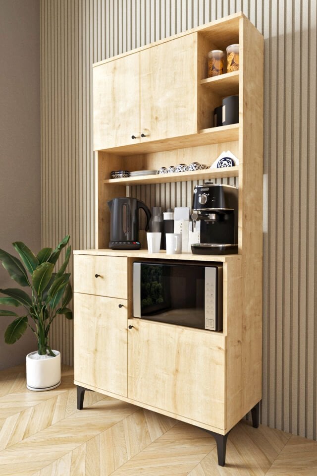 Ases Mobilya ASL241 Kahve Köşesi Çok Amaçlı Dolap 1 Çekmece 4 Kapak Modern Tasarım