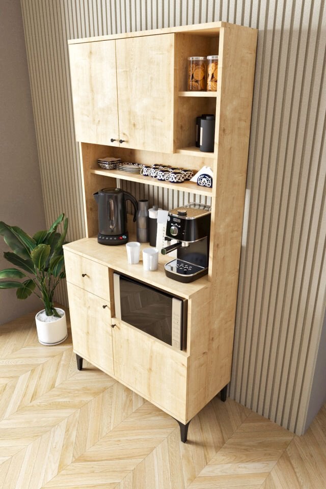 Ases Mobilya ASL241 Kahve Köşesi Çok Amaçlı Dolap 1 Çekmece 4 Kapak Modern Tasarım