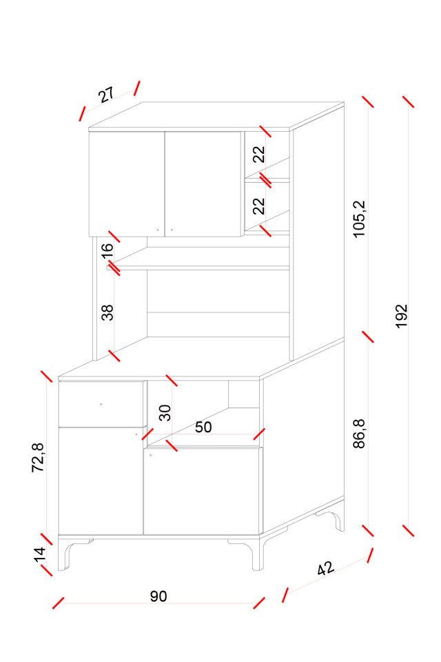 Ases Mobilya ASL241 Kahve Köşesi Çok Amaçlı Dolap 1 Çekmece 4 Kapak Modern Tasarım