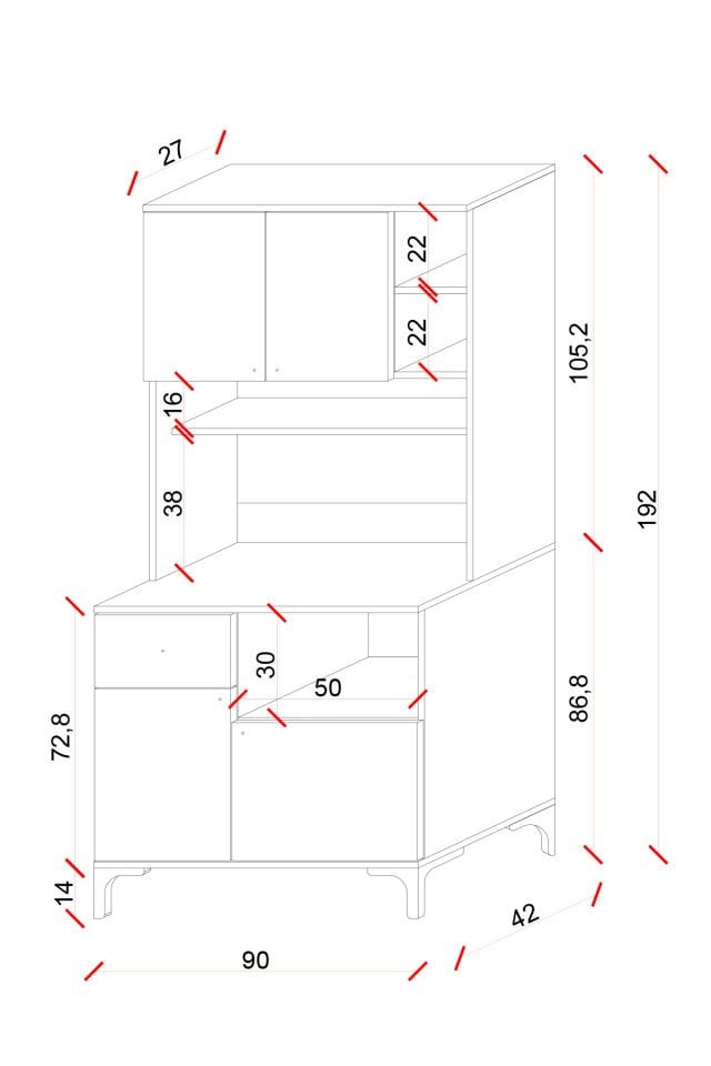 Ases Mobilya ASL241 Kahve Köşesi Çok Amaçlı Dolap 1 Çekmece 4 Kapak Modern Tasarım
