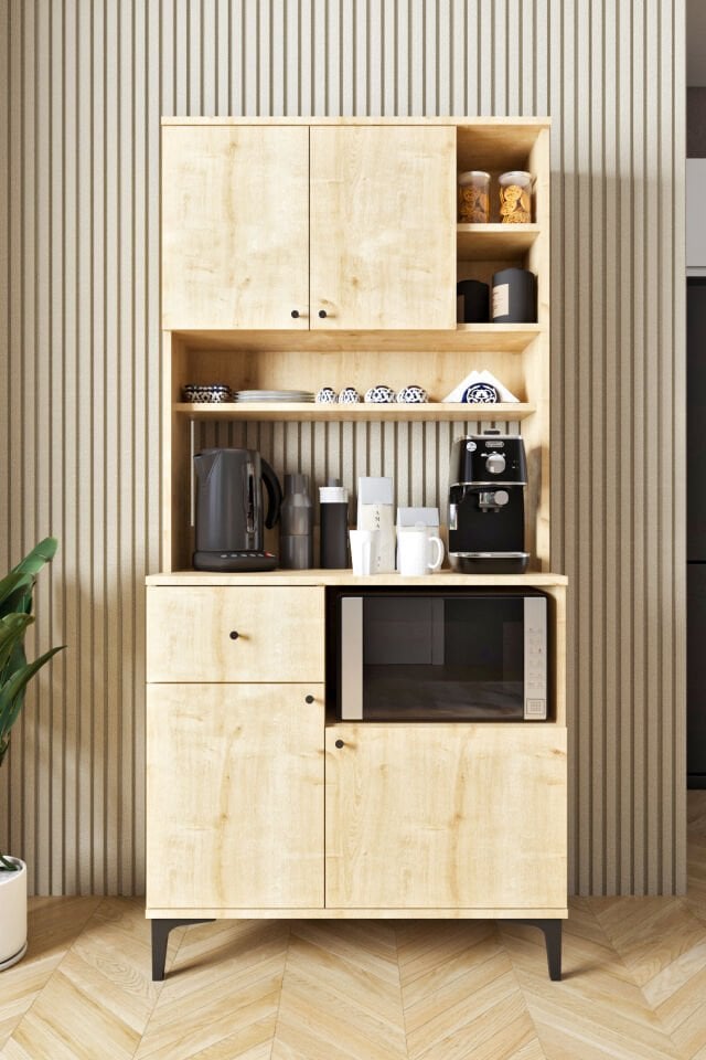 Ases Mobilya ASL241 Kahve Köşesi Çok Amaçlı Dolap 1 Çekmece 4 Kapak Modern Tasarım