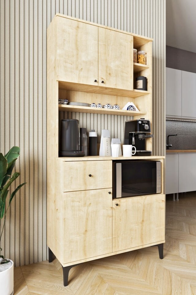 Ases Mobilya ASL241 Kahve Köşesi Çok Amaçlı Dolap 1 Çekmece 4 Kapak Modern Tasarım