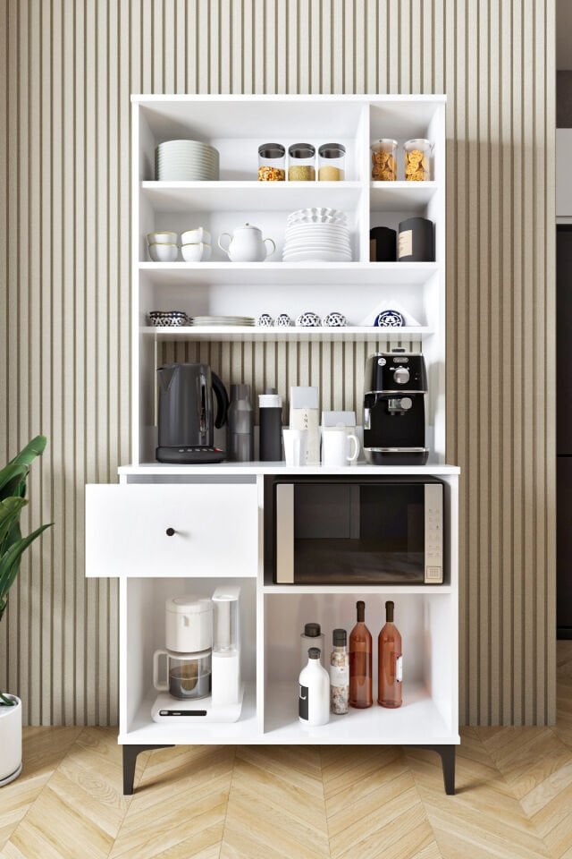 Ases ASL241 Kahve Köşesi Çok Amaçlı Dolap 1 Çekmece 4 Kapak Modern Tasarım