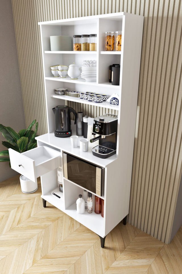 Ases Mobilya ASL241 Kahve Köşesi Çok Amaçlı Dolap 1 Çekmece 4 Kapak Modern Tasarım