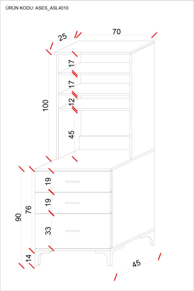 Ases Mobilya Asl4010 Led Işıklı Kahve Köşesi Çekmeceli Çok Amaçlı Mutfak Dolabı Beyaz - Safir Meşe