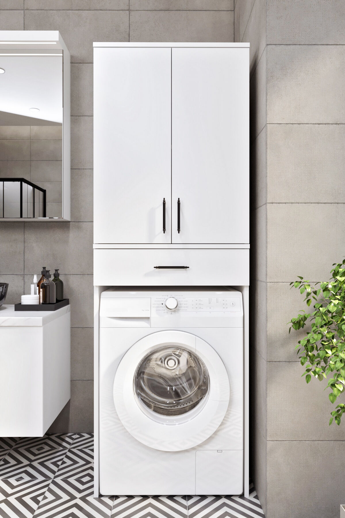 Ases Mobilya Esl0239 Çamaşır Makinesi Dolabı Banyo Dolabı Beyaz