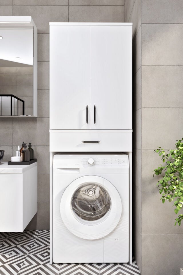 Ases Mobilya Esl0239 Çamaşır Makinesi Dolabı Banyo Dolabı Beyaz