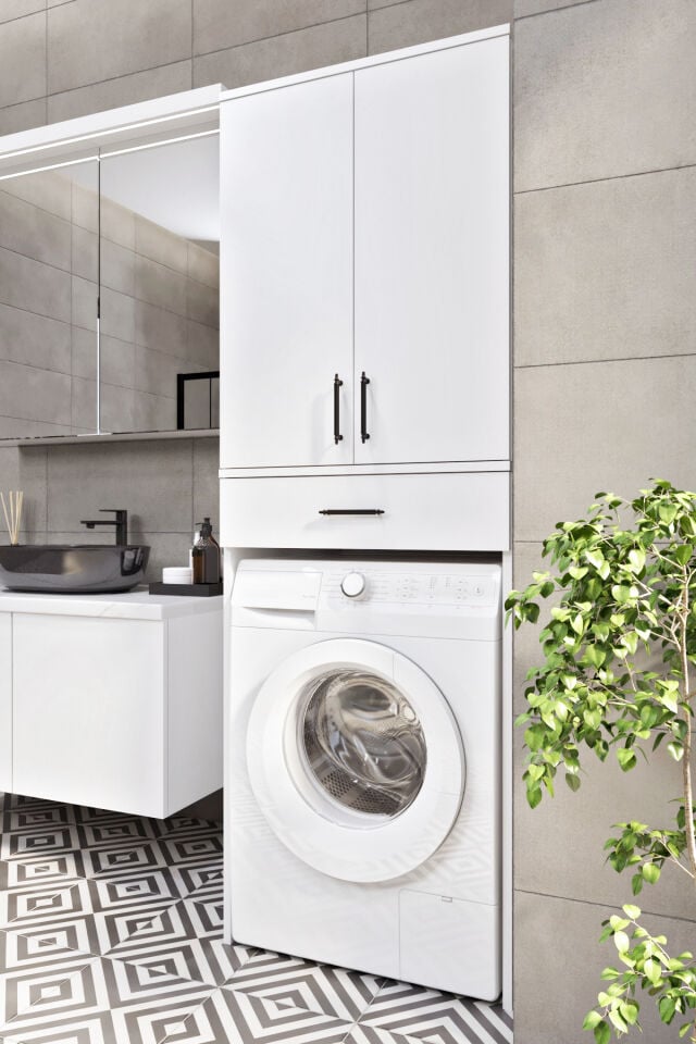 Ases Mobilya Esl0239 Çamaşır Makinesi Dolabı Banyo Dolabı Beyaz