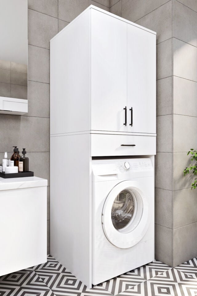 Ases Mobilya Esl0239 Çamaşır Makinesi Dolabı Banyo Dolabı Beyaz